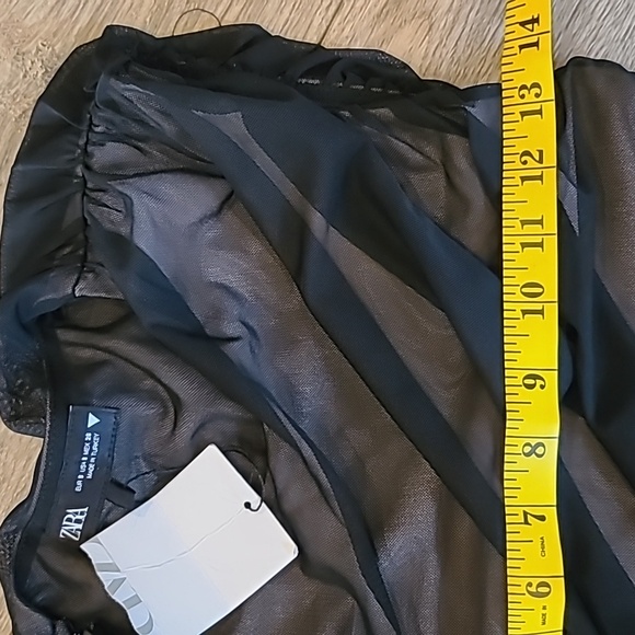 Zara tulle semi sheer dress new! Sz small black . - Picture 8 of 8